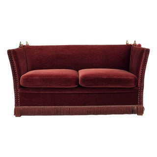 Danish 2-Seater Drop Arm Spanish Sofa in Furniture Velour, 1970s For Sale