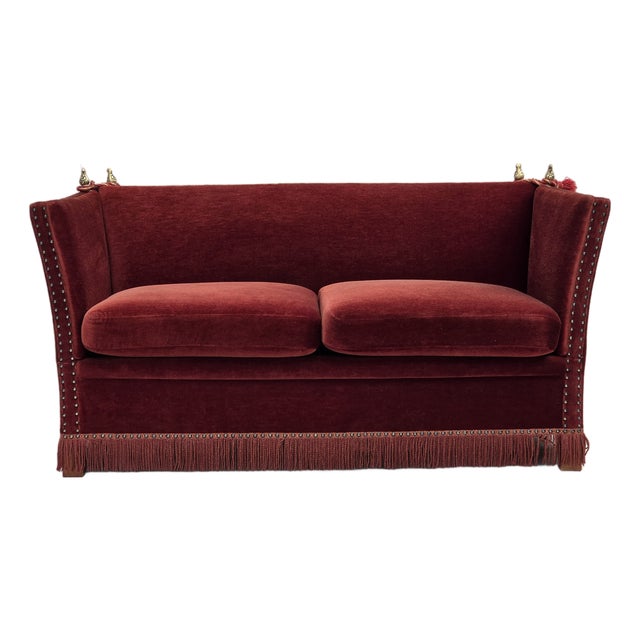 Danish 2-Seater Drop Arm Spanish Sofa in Furniture Velour, 1970s For Sale