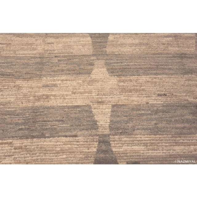 Geometrically Designed Brown Tones Modern Central Asian Rug For Sale - Image 4 of 5