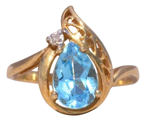 The Blue Flame: Vivid Swiss Blue Topaz and Natural Diamond Ring in Yellow Gold