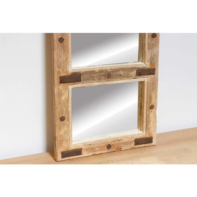 19th Century Antique Bleached Teak Window Mirror For Sale - Image 5 of 10