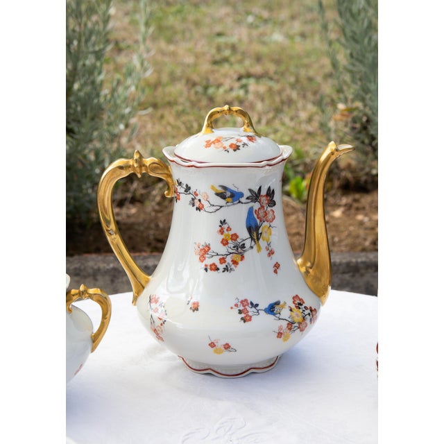 Antique Coffee Set by Malaveix and Granger for Limoges Porcelain, 1920, Set of 16 For Sale - Image 3 of 12