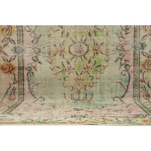1970s Vintage Turkish Handmade Wool Cotton Pink Area Rug For Sale - Image 12 of 13