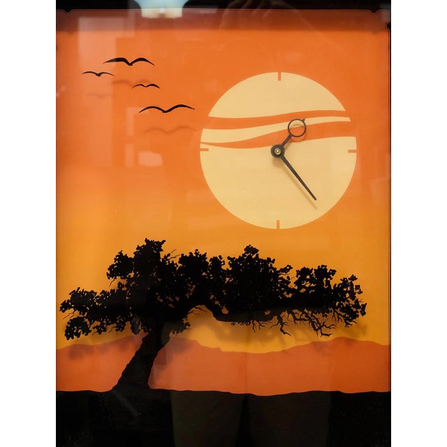 1970’s 3d Sunset Clock For Sale - Image 4 of 8