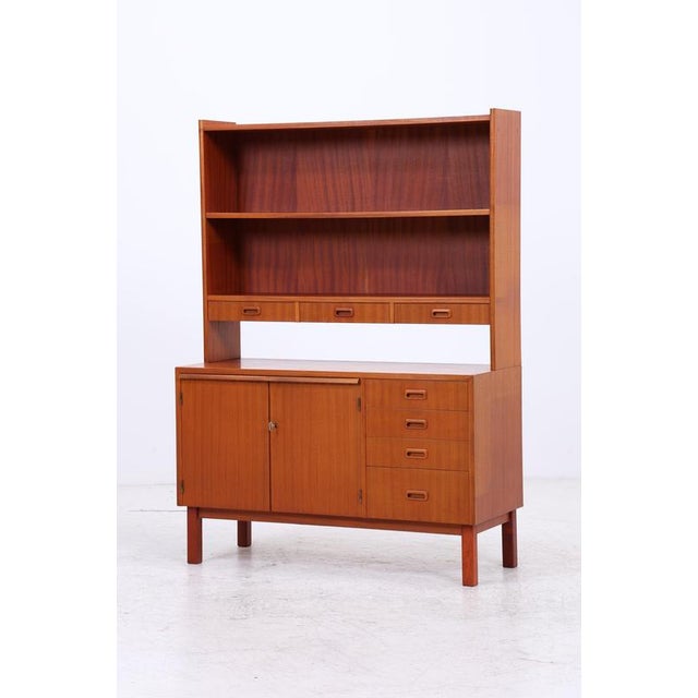 Mid-Century Teak Bookshelf with Chest of Drawers with Hutch For Sale - Image 4 of 18