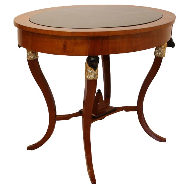 Biedermeier Cherry Veneer Gold-Leaf Center Table, Austria, 1820s For Sale