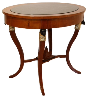 Biedermeier Cherry Veneer Gold-Leaf Center Table, Austria, 1820s