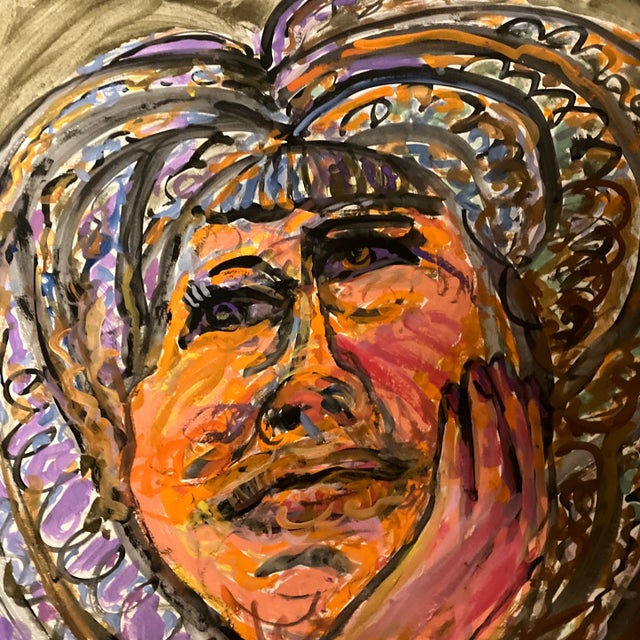 Contemporary Contemporary Original E.J.Hartmann Large Abstract Portrait Painting Signed For Sale - Image 3 of 5