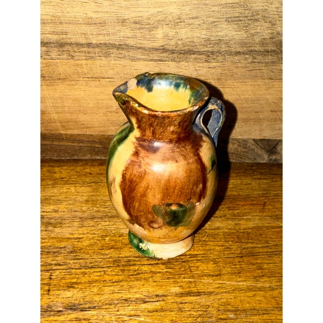 Rare Antique Miniature Strasburg, Va Multi Glazed Redware Pitcher 2.5” C. 1890’s For Sale - Image 6 of 11