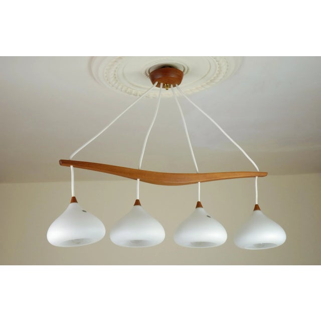 Teak and Glass Hanging Lamp, 1960s For Sale - Image 10 of 10