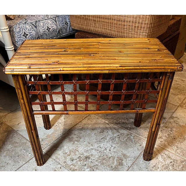 Vintage Pencil Reed Bamboo Side Table For Sale - Image 18 of 18