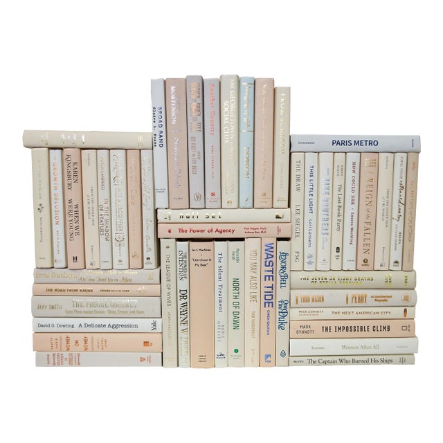 Decorative Books - Beach Book Wall - Set of 50 Beige Books For Sale