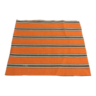 Antique Orange and Brown French Linen Stripe Fabric For Sale