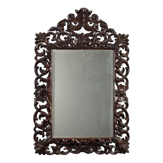 Early 20th Century Baroque Lacquered Wood Mirror, Italy For Sale