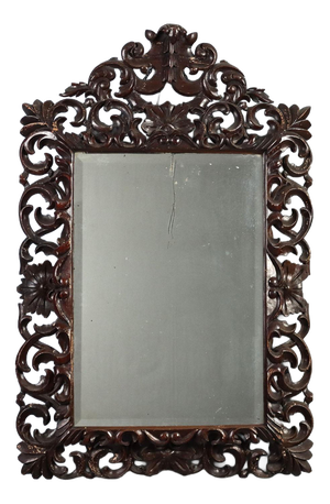Early 20th Century Baroque Lacquered Wood Mirror, Italy