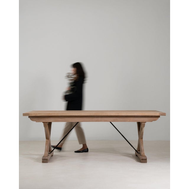 Wood 19th Century France Antique White Wood Dining Table For Sale - Image 7 of 11