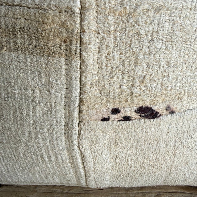 Vintage Turkish Hemp Rug Pillow 21" X 21" With Down Insert For Sale - Image 4 of 8