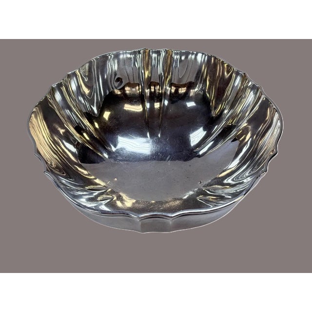Art Deco 1930s Tiffany Fluted Art Deco Sterling Silver Centerpiece Bowl 18.5 Ozt No Mono For Sale - Image 3 of 9