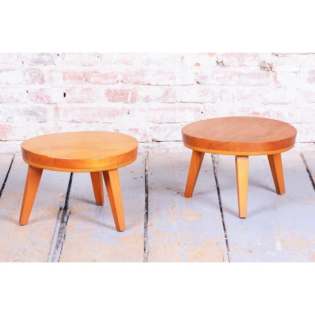 Mid-Century Small Tables in Larch Wood, Czech, 1950s, Set of 2 For Sale - Image 3 of 10