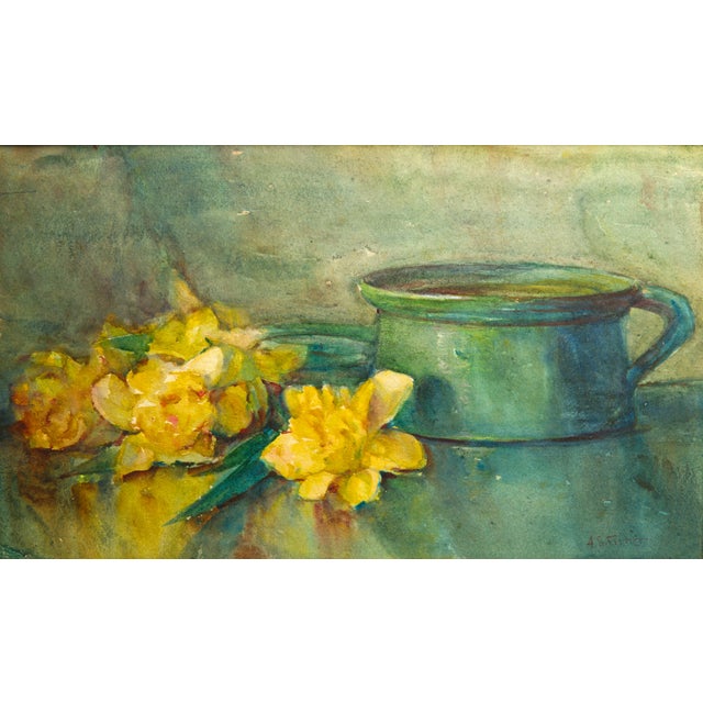An original watercolor still life by Anna S. Fisher (1873–1942), who taught watercolor at Pratt Institute in Brooklyn for...