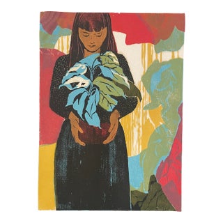 1977 Bruce Currie Among the Plants Woodblock For Sale