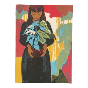 1977 Bruce Currie Among the Plants Woodblock