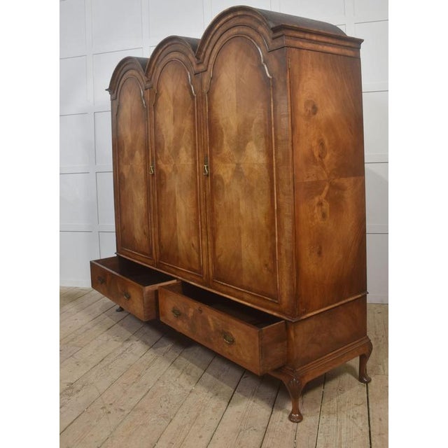 Antique Walnut Triple Wardrobe, 1890s For Sale - Image 12 of 14