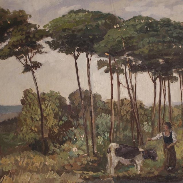 Giron, Bucolic Landscape, 20th Century, Oil Painting on Canvas For Sale - Image 9 of 16