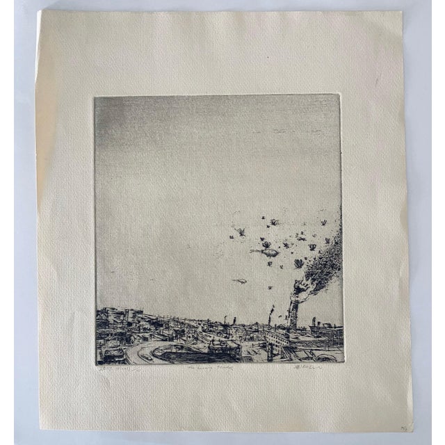 Robert A. BirmelinThe Burning Tower, American Modernist Abstract Landscape Etching For Sale In Miami - Image 6 of 6