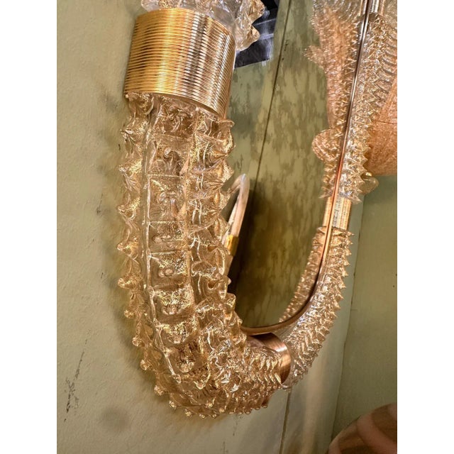 Luxury "Rostrato" Murano Glass Wall Mirror in Barovier Style For Sale - Image 6 of 8