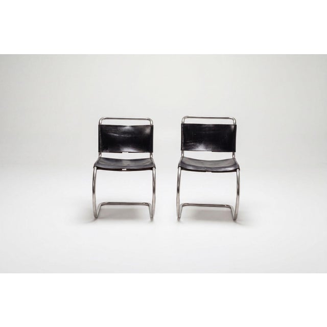 Mid-Century Modern Pair of Ludwig Mies Van Der Rohe for Knoll Mr10 Chairs 1970 C. For Sale - Image 3 of 14