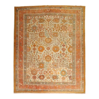 Zabihi Collection Antique Turkish Oushak Rug - 9'4" x 11' For Sale