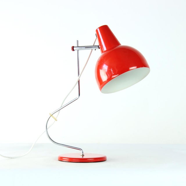 Midcentury Lidokov L193 Table Lamp in Red Metal by Josef Hurka, 1960s For Sale - Image 6 of 11