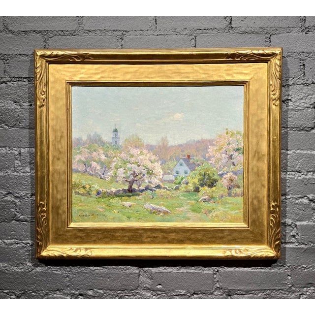 American Melbourne Havelock Hardwick—Apple Blossoms at a New England Farm-Oil Painting For Sale - Image 3 of 13