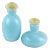 Murano Signed 1985 Sky Blue Gold Leaf Stoppers Italian Art Glass Vintage Vanity Dresser Bottles For Sale