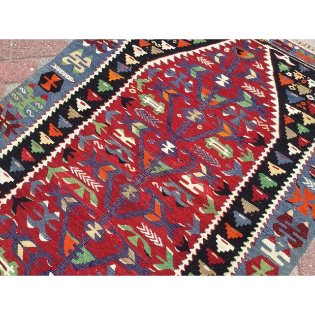 Textile Vintage Turkish Kilim Rug, 38" X 53" For Sale - Image 7 of 9