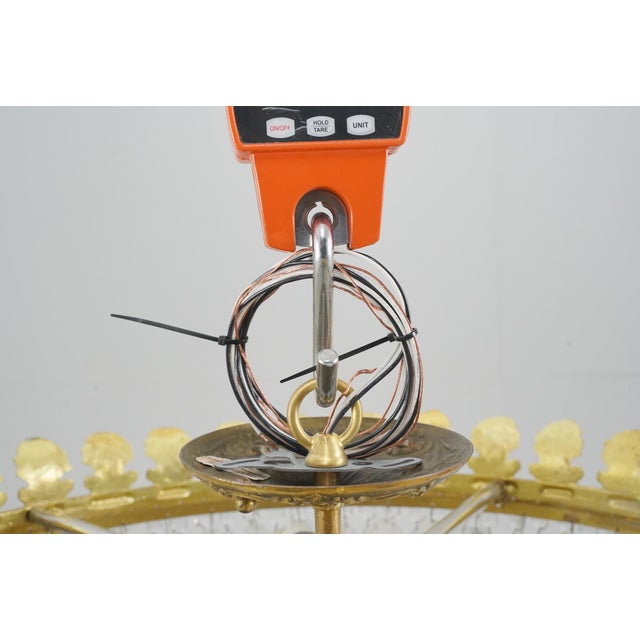 Mid 20th Century Restored Empire Crystal Basket Semi Flush Mount For Sale - Image 11 of 11