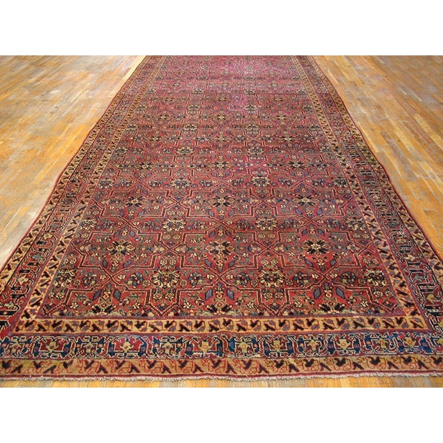 Handmade antique NW Persian carpet. Woven circa 1860 (mid-19th century). Persian informal rug, size 6'6" x 17'6". Red...