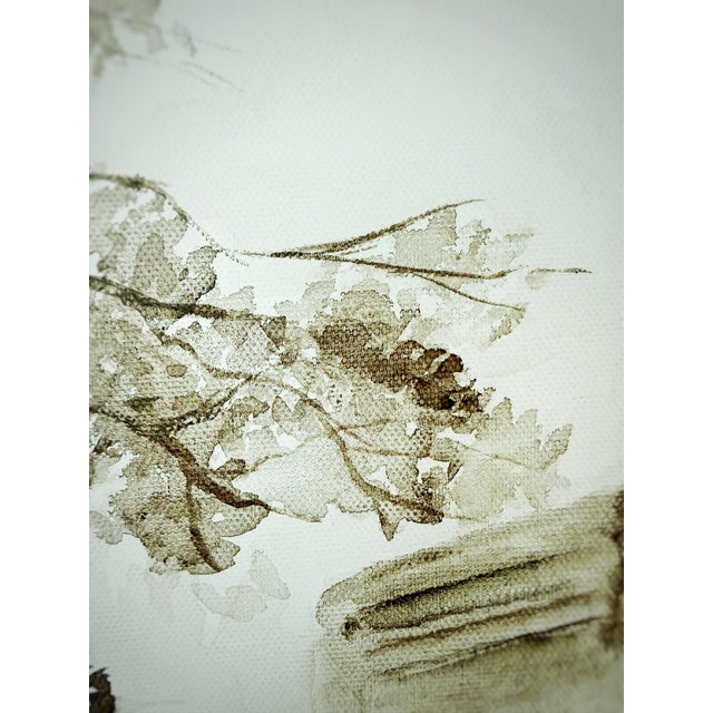 American Original Brown Ink on Canvas "Spalding County Centennial" by Justin Casteel, Signed 2017, 34" X 28" For Sale - Image 3 of 12