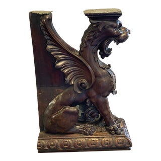 Early 20th Century Wood Griffin Figure For Sale