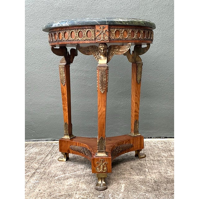 Vintage Ormolu Green Marble Side Table For Sale - Image 10 of 12