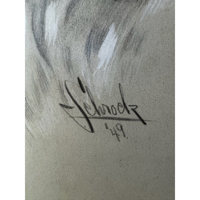 1940s 1940s Original Signed Graphite Illustration of English Setter Dog Portrait, 11 × 8.25 In. For Sale - Image 5 of 6