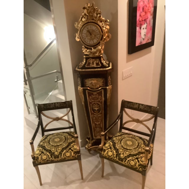Hand Painted Accent Chairs with Atelier Versace Upholstery a Pair