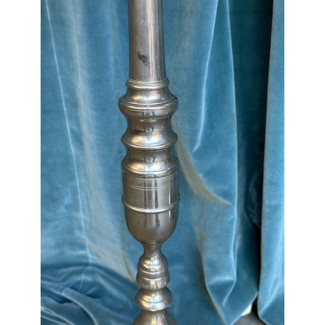French 1940s French Nickel-Plated Floor Lamps With Hexagonal Shaped Bases - a Pair For Sale - Image 3 of 18