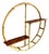 Restored Mid-Century Circular Rattan & Slat Mahogany "Skeleton" Wall Shelf For Sale