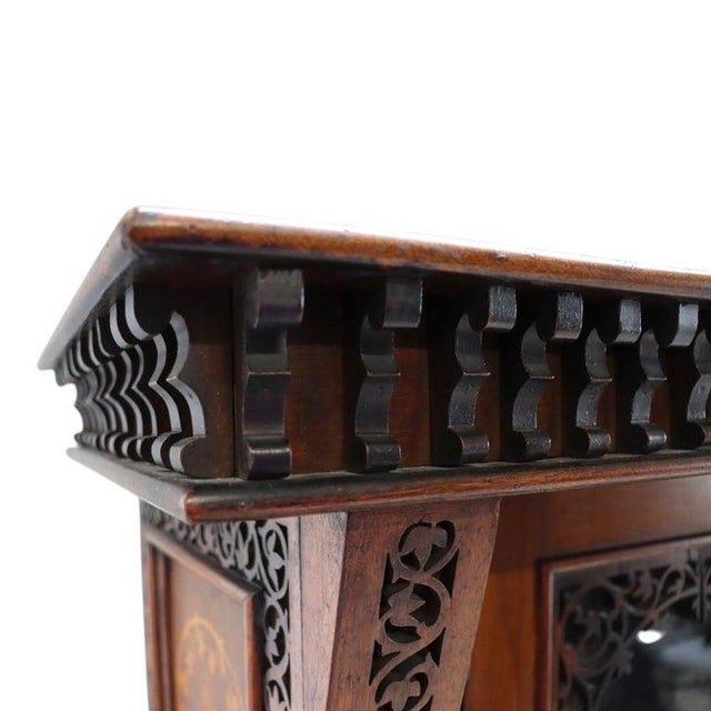 Late 19th Century Prometheus Classical Carved Walnut & Figural Inlaid Bookcase C1890 For Sale - Image 5 of 18