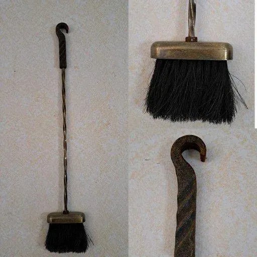 Metal Vintage Wrought Iron Fireplace Tool Set with Stand Twisted Metal & Flower Design- 7 Pieces For Sale - Image 7 of 10