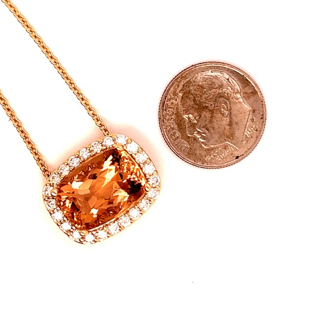 Natural Finely Faceted Quality Diamond Morganite Pendant Necklace 14k Gold 7.35 TCW Certified $5,950 213256 MADE IN ITALY!...