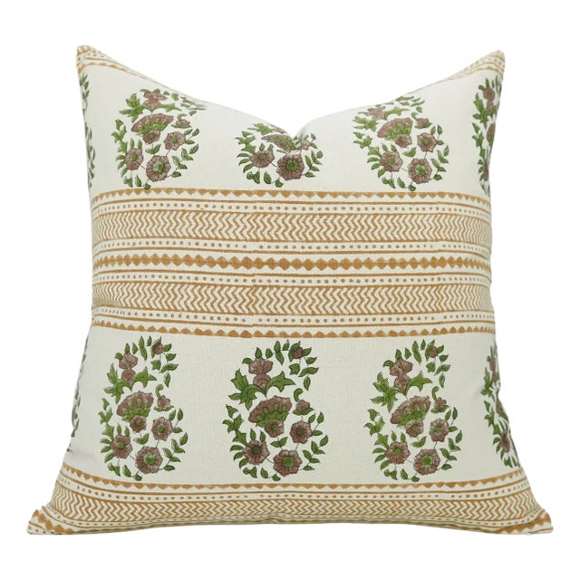 Fabdivine Artisan Block Print Throw Pillow Cover 16x16 Inch Duck Canvas-Anar For Sale