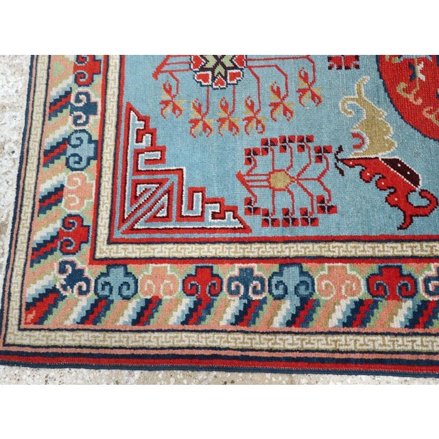 Mid 20th Century Galerie Shabab Collection Mid-20th Century East Turkestan Khotan Throw Rug For Sale - Image 5 of 8